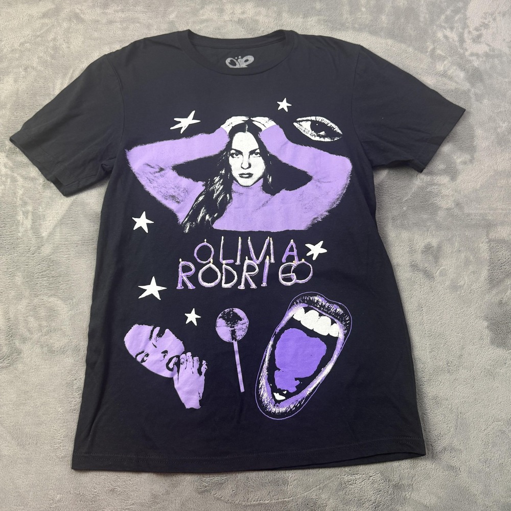 Olivia Rodrigo Shirt‎ Womens Small Black Purple Graphic Concert Tour Pop NEW